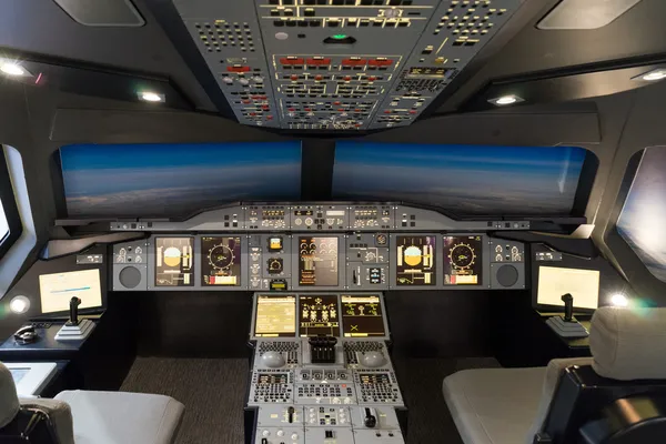 Airbus A-380-800 simulador de vuelo Imágenes de stock libres de derechos
