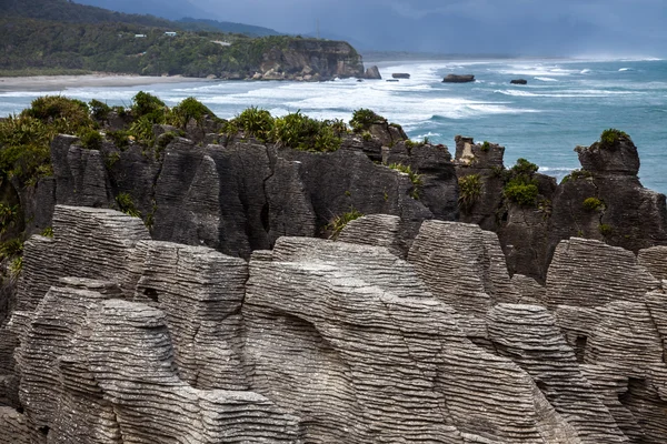 Rocce del pancake vicino a Punakaiki — Foto Stock