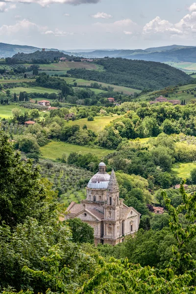 Utsikt över san biagio kyrkan Toscana — Stockfoto