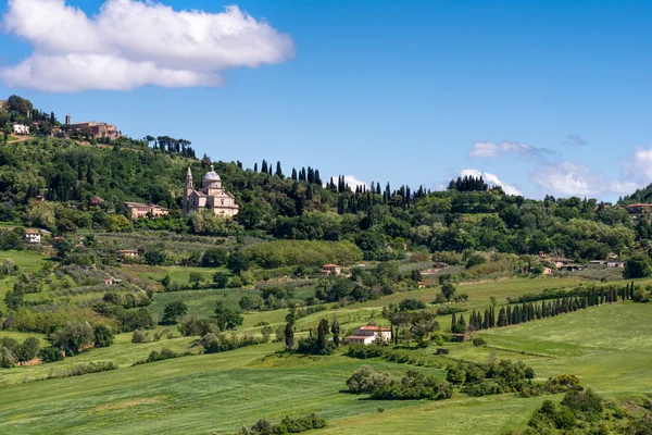 Utsikt över san biagio kyrkan Toscana — Stockfoto