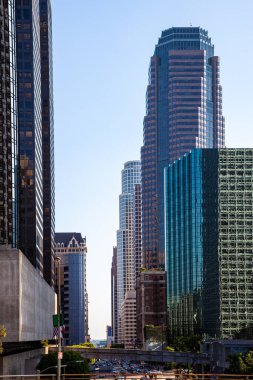 LOS ANGELES, CALIFORNIA, ABD - 28 Temmuz 2011: Los Angeles California 'nın Finansal Bölgesindeki Gökdelenler