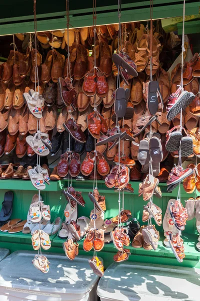 Los Angeles California Usa Agosto Olvera Street Market Shoe Stall — Foto Stock