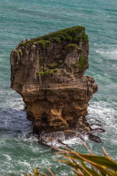 Uma Pequena Pilha Pancake Rocks Perto Punakaiki Nova Zelândia — Fotografia de Stock