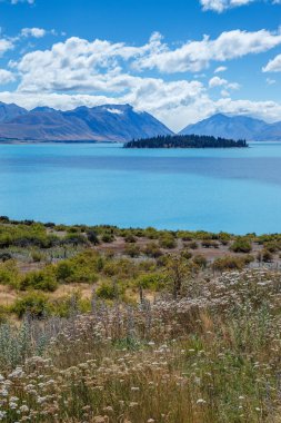 Yeni Zelanda 'daki renkli Tekapo Gölü manzarası