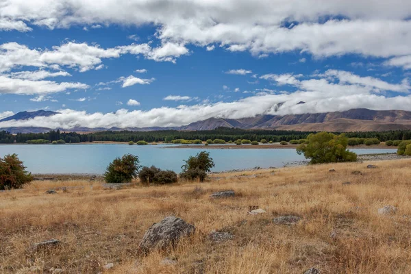 Scénický Pohled Jezero Tekapo Jižním Ostrově Nového Zélandu — Stock fotografie