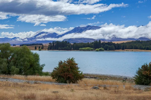 Malowniczy Widok Jezioro Tekapo Wyspie Południowej Nowej Zelandii — Zdjęcie stockowe