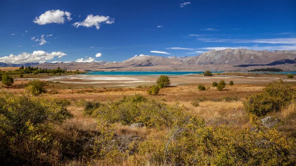 Vista Distanza Del Lago Tekapo Giorno Estate — Foto Stock