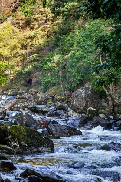 Vista Pequenas Corredeiras Longo Rio Glaslyn Outono — Fotografia de Stock