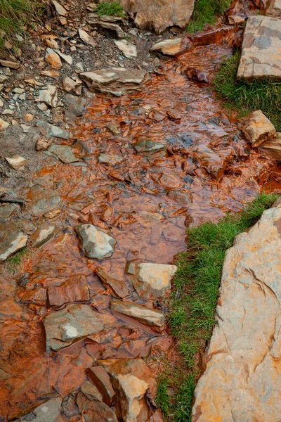 Uitspoeling Van Ijzererts Glaslyn River Wales — Stockfoto