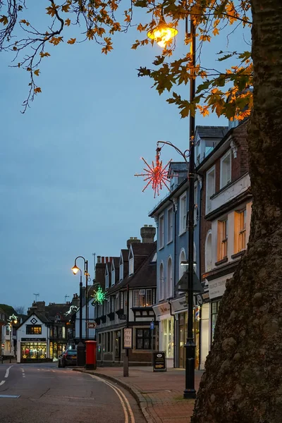 East Grinstead West Sussex December Christmas Decorations Lights East Grinstead — Stock Photo, Image