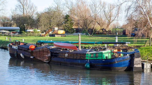 Ely Cambridgeshire Velká Británie Listopad 2012 Starý Bárka Temže Kotvící — Stock fotografie