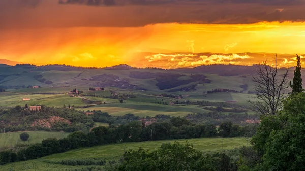 Val Orcia Tuscany Olaszország Május Naplemente Val Orciában Toszkánában 2013 — Stock Fotó