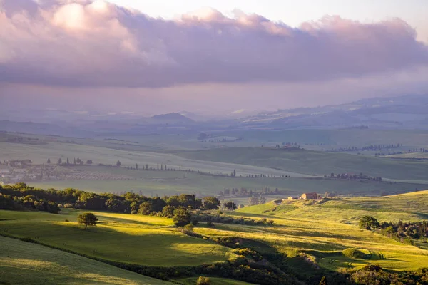 Val Orcia Tuscanía Italia Mayo Salida Del Sol Val Orcia —  Fotos de Stock