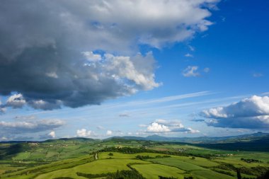 Val d 'Orcia Tuscany İtalya' da tarım arazisi