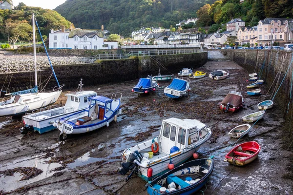 Lynmouth Devon Reino Unido Outubro Vista Porto Maré Baixa Lynmouth — Fotografia de Stock