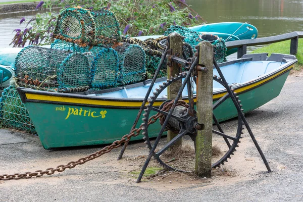 Bude Cornwall Egyesült Királyság August Evezős Csónak Homár Edények Budán — Stock Fotó