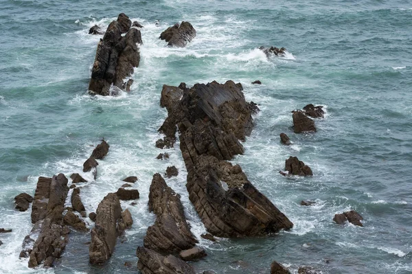 Dramatisk Stenig Kustlinje Vid Bude Cornwall — Stockfoto