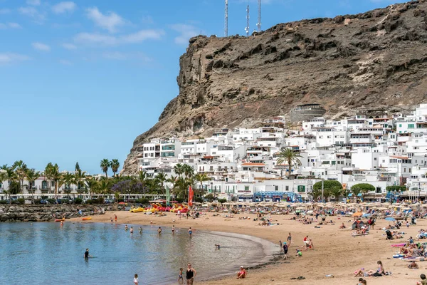Puerto Mogan Gran Canaria Canary Islands Mars Utsikt Över Stranden — Stockfoto
