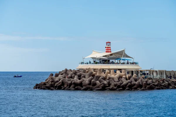 Puerto Mogan Gran Canaria Kanarische Inseln Spanien März Restaurant Hafen — Stockfoto