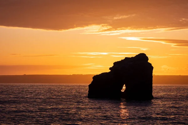 Pôr Sol Thurlestone Rock South Milton Sands Devon — Fotografia de Stock