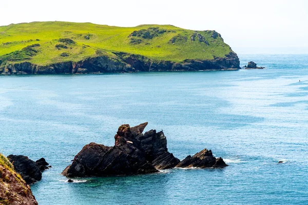 Rocks Sea Outer Hope Devon — стоковое фото