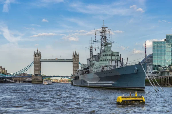 Вид Тауэрский Мост Hms Belfast Реки Тэймс — стоковое фото