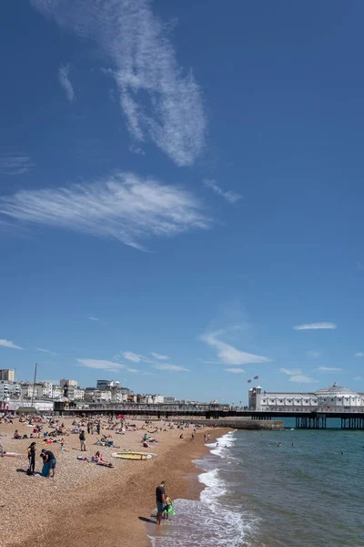 Brighton East Sussex Reino Unido Julio 2022 Vista Playa Muelle —  Fotos de Stock