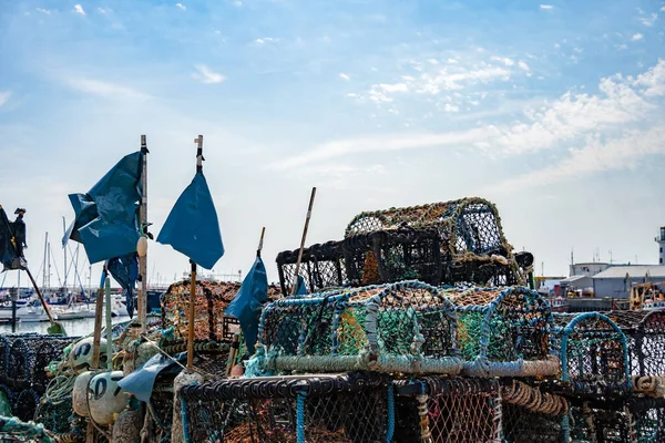 Scarborough North Yorkshire July Lobster Pots Harbour Scarborough North Yorkshire — Stock Photo, Image