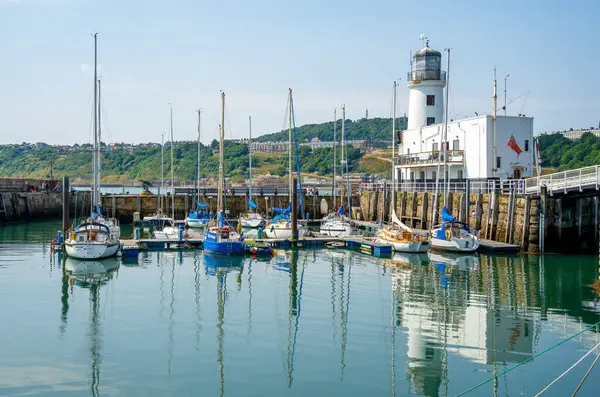 Scarborough North Yorkshire July Lighthouse Harbour Scarborough North Yorkshire July — 图库照片