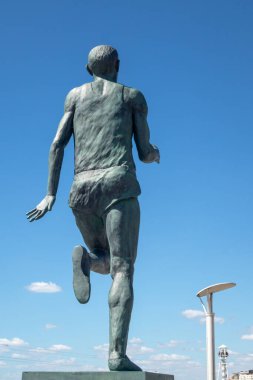 Brighton, East Sussex, UK - AUGUST 5, 2022 : The statue of Olympic Gold Medallist Steve Ovett in Brighton on August 5, 2022