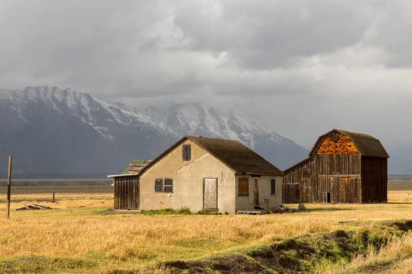 View Derelict Buildings Mormon Row Jackson Wyoming — Foto Stock