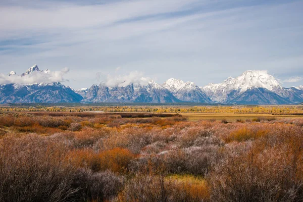 View Grand Teton Mountain Range Antelope Flats — Stockfoto