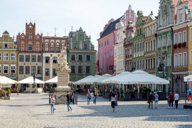Poznan, Poland - September 16, 2014 : View of the main square in Poznan on September 16, 2014. Unidentified people