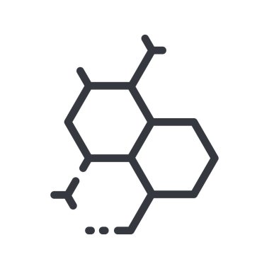 Siyah doğrusal tıbbi ikon altıgenler şeffaf arkaplanda izole edilmiş. Özet sembolü