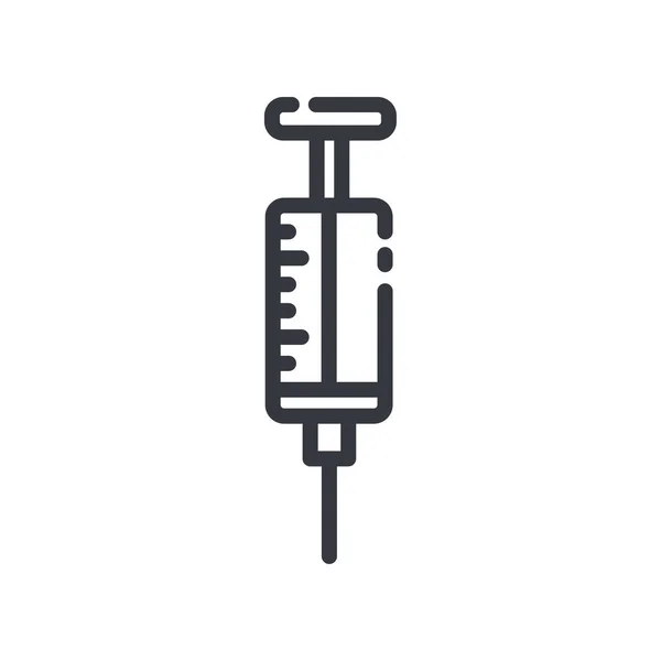 Black Linear Medical Icon Syringe Isolated Transparent Background Outline Symbol — Stock Vector