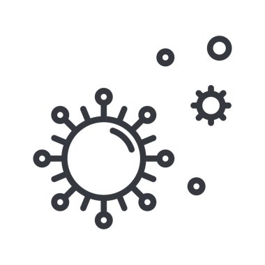 Şeffaf arkaplanda izole edilmiş virüsün siyah doğrusal tıbbi simgesi