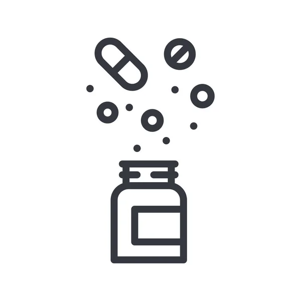 Черная Линейная Медицинская Икона Лекарства Таблетки Витамины Изолированы Прозрачном Фоне — стоковый вектор
