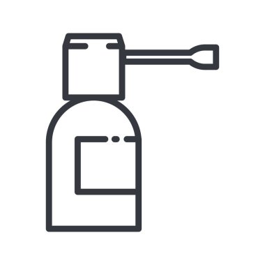 Şeffaf arka planda izole edilmiş siyah, doğrusal boğaz spreyi ikonu. Özet simgesi