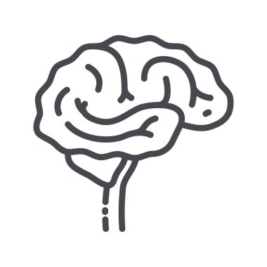 İnsan beyninin yan görüntüsünün çizgi simgesi. Şeffaf arkaplanda izole edilmiş sağlık sembolü.