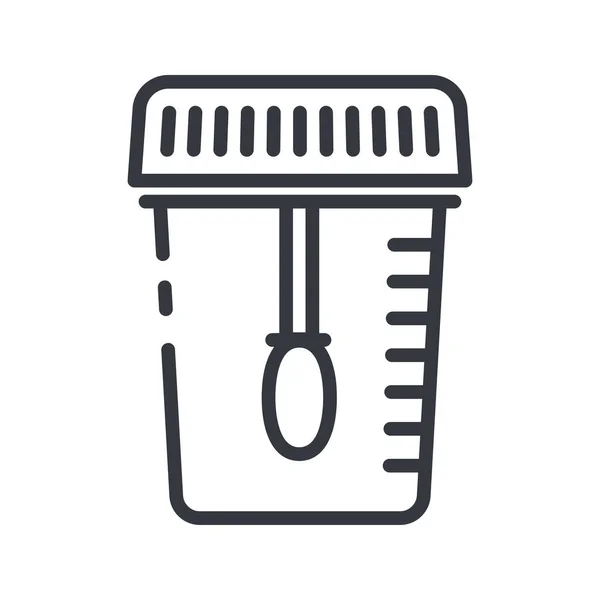 Значок Линии Бутылки Биоматериального Вида Спереди Символ Здравоохранения Изолирован Прозрачном — стоковый вектор
