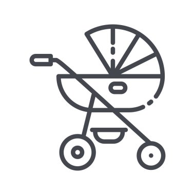 Vektör çocukluğu ve hamilelik çizgisi simgesi şeffaf arkaplanda izole edildi. Bebek arabası tabelası.