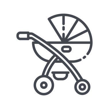 Vektör çocukluğu ve hamilelik çizgisi simgesi şeffaf arkaplanda izole edildi. Bebek arabası tabelası.