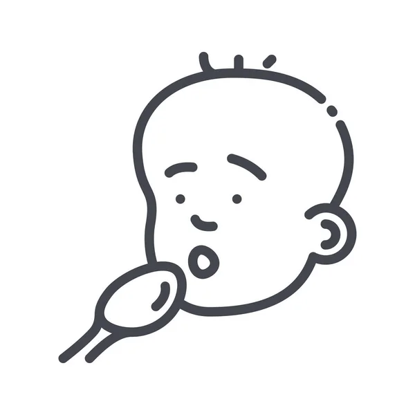 Icono Línea Vectorial Infantil Aislado Sobre Fondo Transparente Bebé Comiendo — Vector de stock
