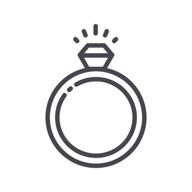 Şeffaf arkaplanda vektör mücevher çizgisi simgesi izole edildi. Elmas işaretli yüzük.