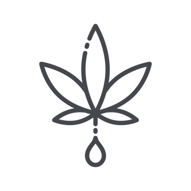 Şeffaf arkaplanda vektör alternatif tıp çizgisi simgesi izole edildi. CBD yağ sembolü