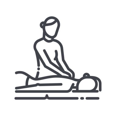 Şeffaf arkaplanda masaj oturumu tedavi işareti izole edildi.