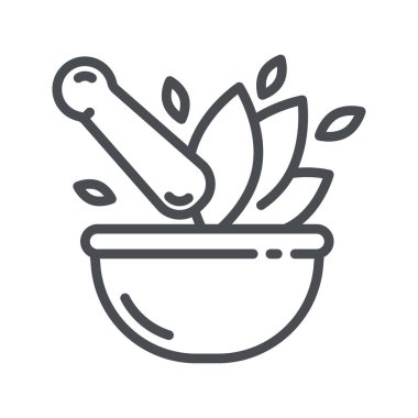 Havan ve tokmak bitkisel tıp kavramsal işareti şeffaf arka planda izole.