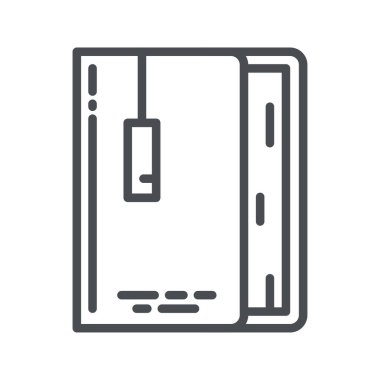 Saydam arkaplanda izole edilmiş bir kitap yan görünümünün vektör satırı simgesi.