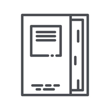 Saydam arkaplanda izole edilmiş bir kitap yan görünümünün vektör satırı simgesi.