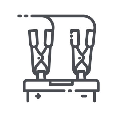 Çoklu metre ve araba aküsü şarj cihazının vektör çizgisi simgesi şeffaf arkaplanda izole edildi.